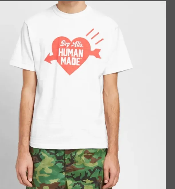 HUMAN MADE heart piercing arrow logo heart printed cylindrical bamboo cotton short sleeved t-shirt black white S M L XL