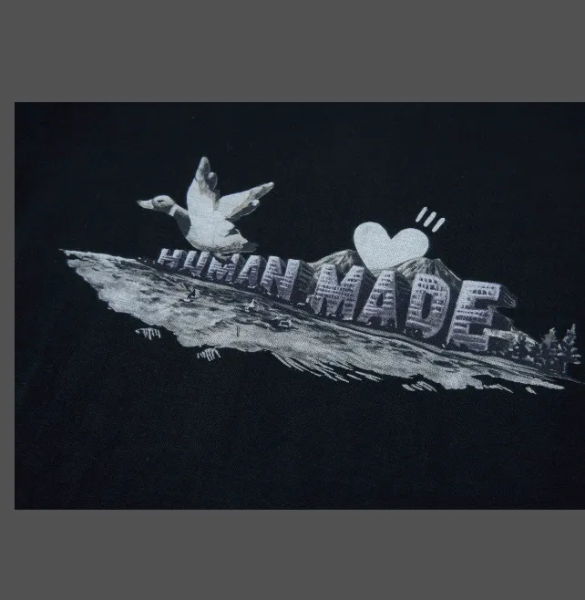 Human Made Graphic T-shirt American Retro Duck English Digital Printed Short sleeved T-shirt