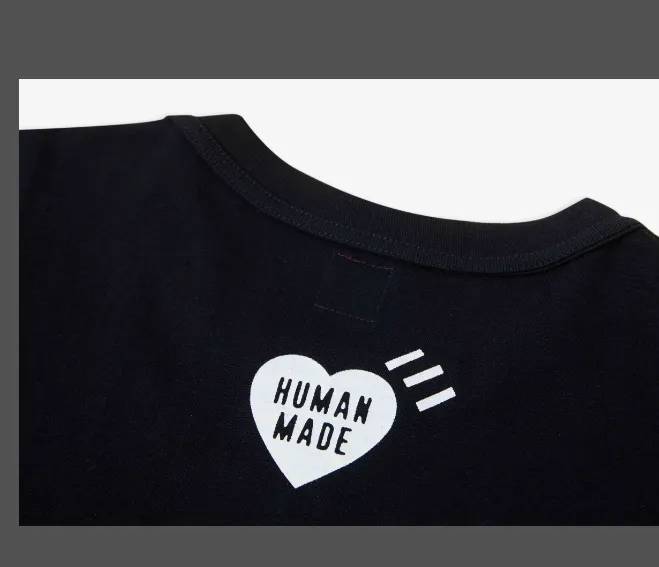 Human Made Graphic T-shirt American Retro Duck English Digital Printed Short sleeved T-shirt