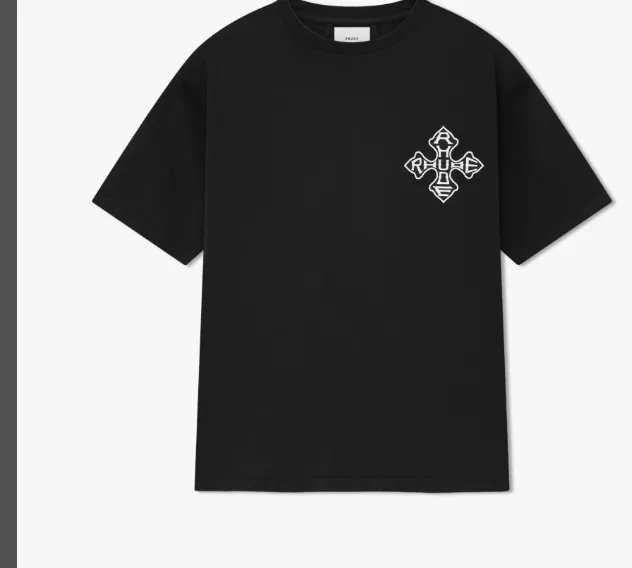 RHUDE CROSS TEE Retro English Cross American Simple Printed Short Sleeve T-shirt