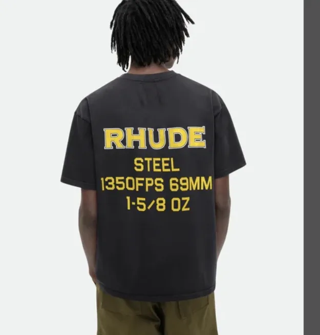 RHUDE STEEL TEE American retro English minimalist printed round neck short sleeved t-shirt