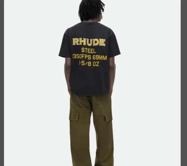 RHUDE STEEL TEE American retro English minimalist printed round neck short sleeved t-shirt