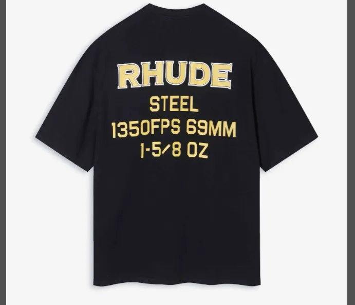 RHUDE STEEL TEE American retro English minimalist printed round neck short sleeved t-shirt