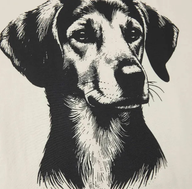 Rhude 'Fox Hound' Doggy Graphic T-shirt with Black and White Animal Pattern Printed American Short sleeved T-shirt