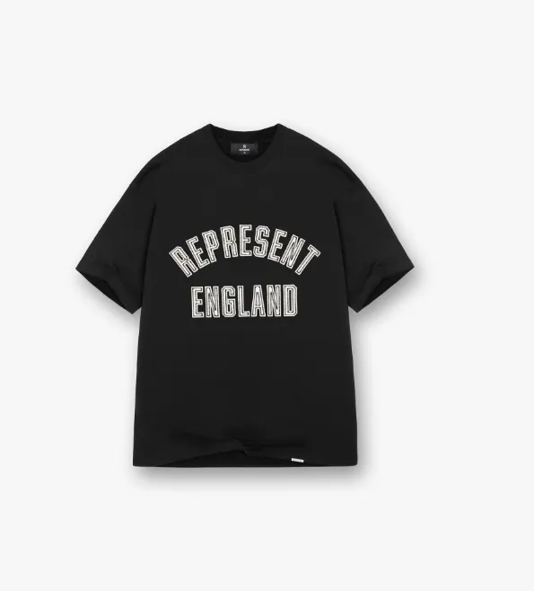 REPRESENT ENGLAND APPLIQUE T-SHIRT Retro English Campus Style Embroidered Short Sleeve T-shirt