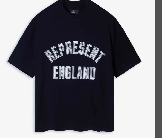 REPRESENT ENGLAND APPLIQUE T-SHIRT Retro English Campus Style Embroidered Short Sleeve T-shirt