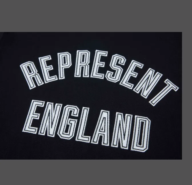 REPRESENT ENGLAND APPLIQUE T-SHIRT Retro English Campus Style Embroidered Short Sleeve T-shirt