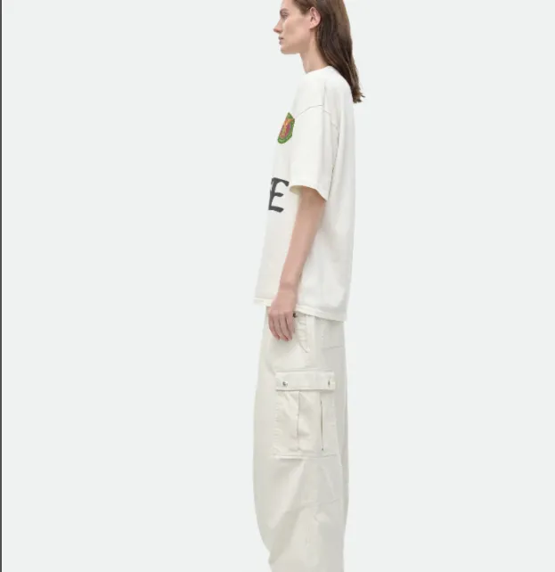 RHUDE Retro Slogan Logo Printed Short Sleeve T-shirt White S-XL