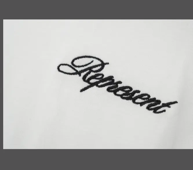 REPRESEN Simple Letter Slogan Embroidered Logo Short Sleeve T-shirt Black White S-XL Size