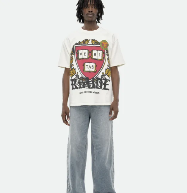 RHUDE Retro Color Logo Short Sleeve T-shirt White S-XL