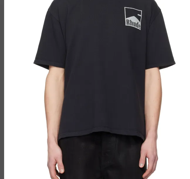 RHUDE Retro Marlboro Logo Printed Slogan Short Sleeve T-shirt Black White S-XL Size