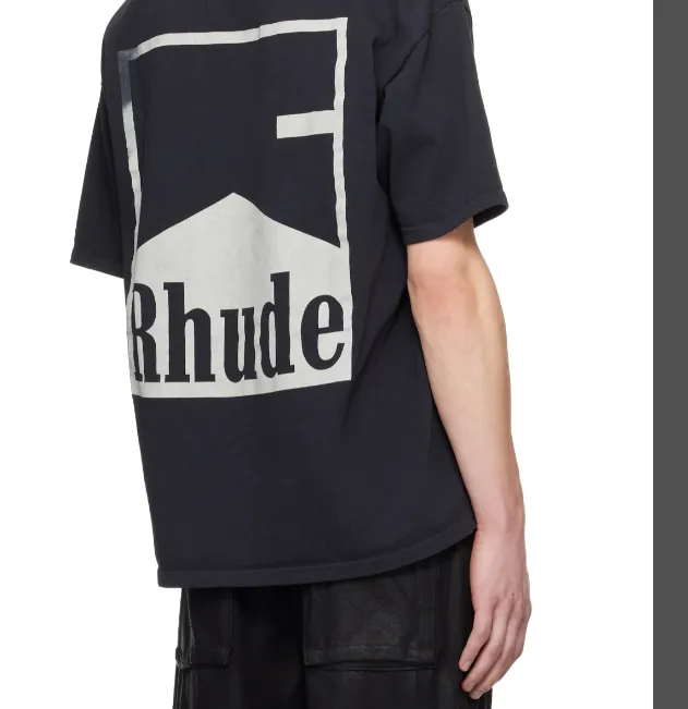 RHUDE Retro Marlboro Logo Printed Slogan Short Sleeve T-shirt Black White S-XL Size