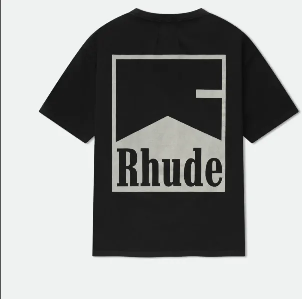 RHUDE Retro Marlboro Logo Printed Slogan Short Sleeve T-shirt Black White S-XL Size