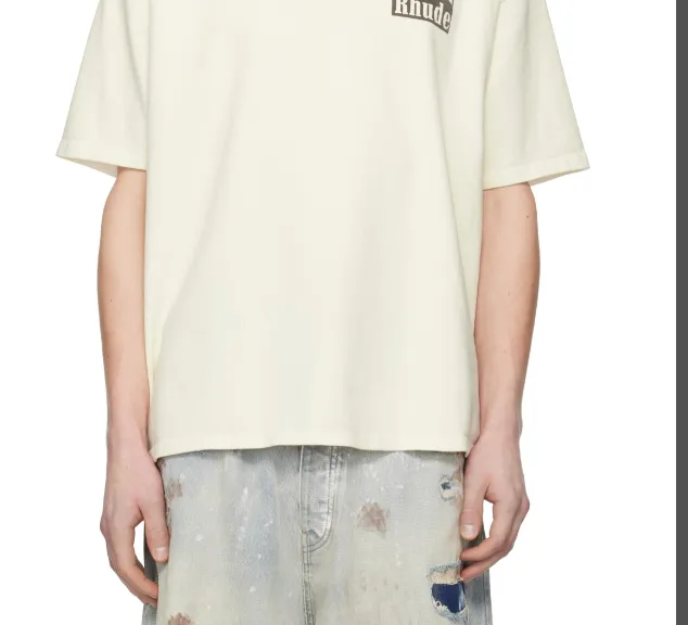 RHUDE Retro Marlboro Logo Printed Slogan Short Sleeve T-shirt Black White S-XL Size