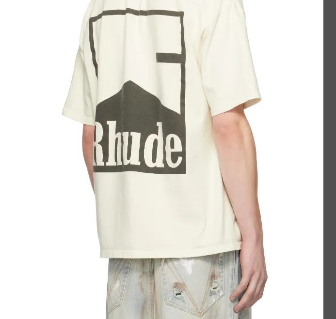 RHUDE Retro Marlboro Logo Printed Slogan Short Sleeve T-shirt Black White S-XL Size