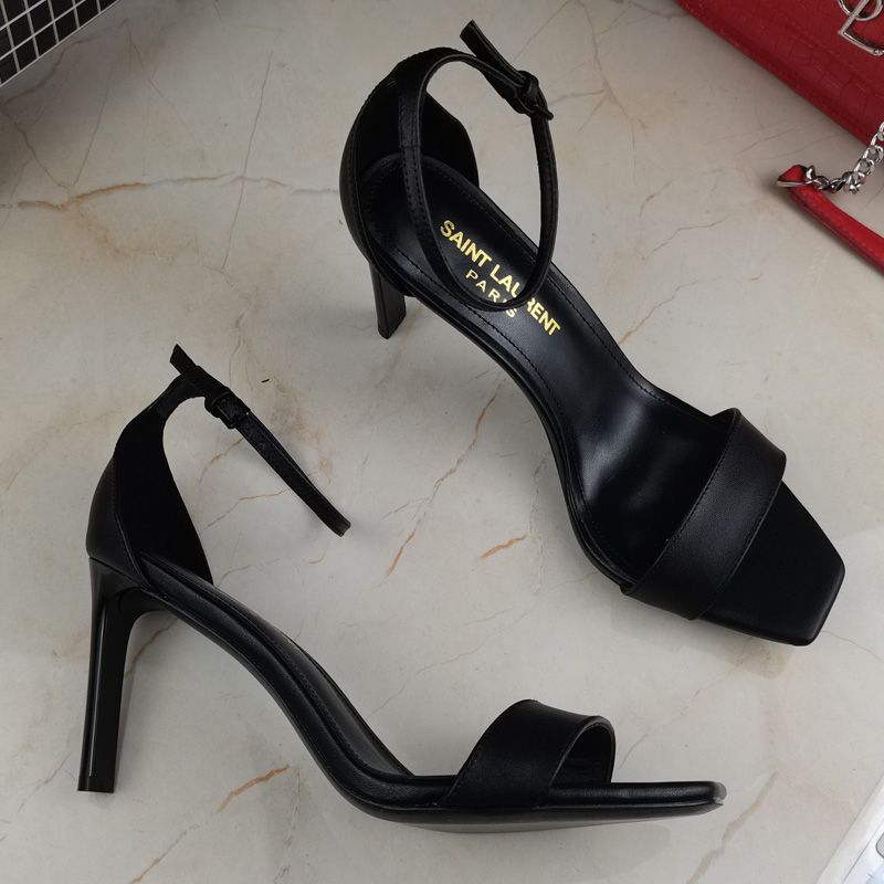 Saint Laurent Amber Heeled Sandals Women Smooth Leather Black