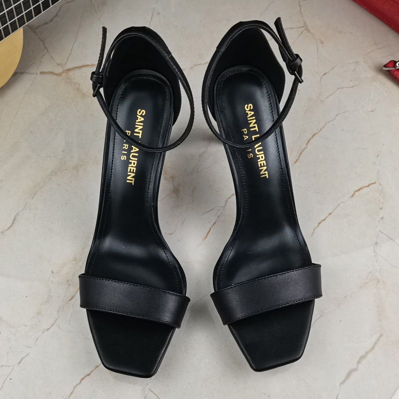 Saint Laurent Amber Heeled Sandals Women Smooth Leather Black