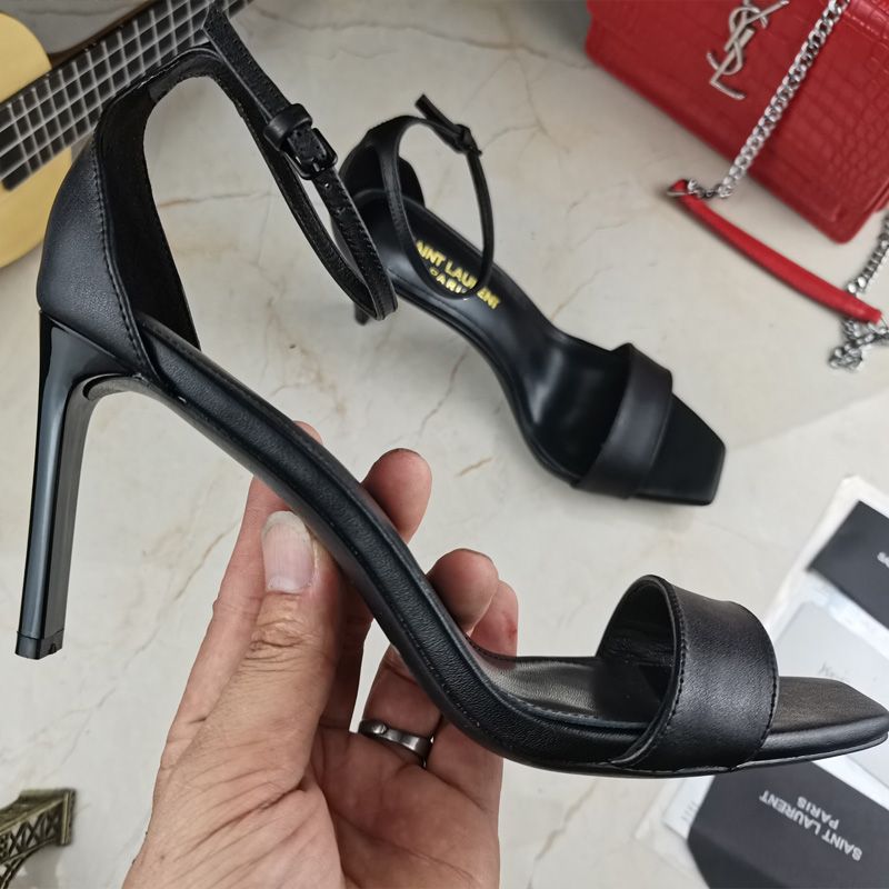 Saint Laurent Amber Heeled Sandals Women Smooth Leather Black