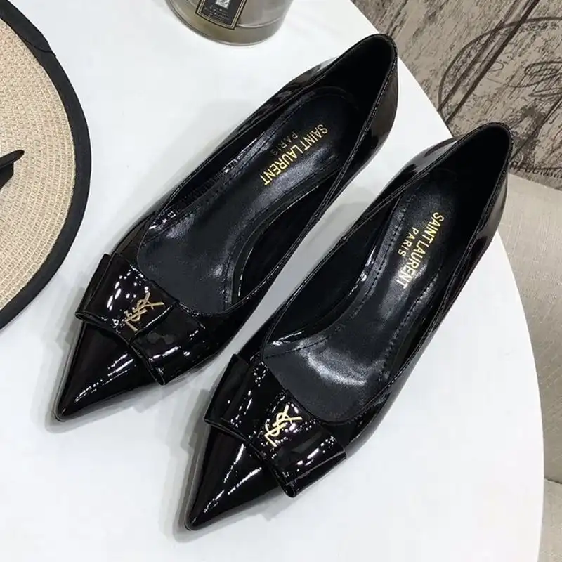 CHEAP Saint Laurent Anais Bow Pumps Women Patent Leather Black