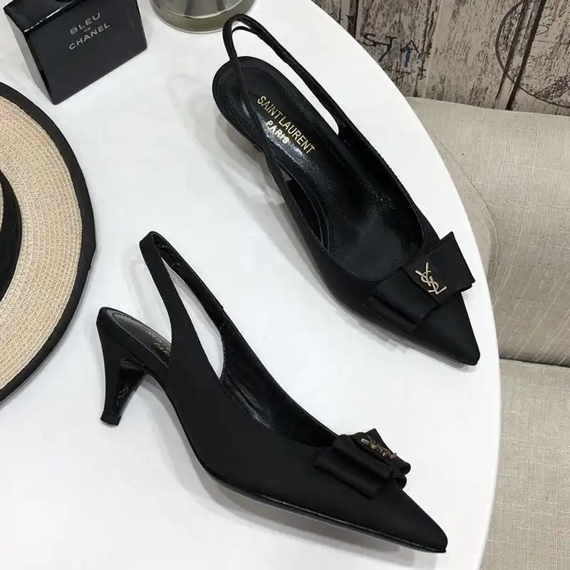 Saint Laurent Anais Bow Slingback Pumps Women Smooth Leather Black