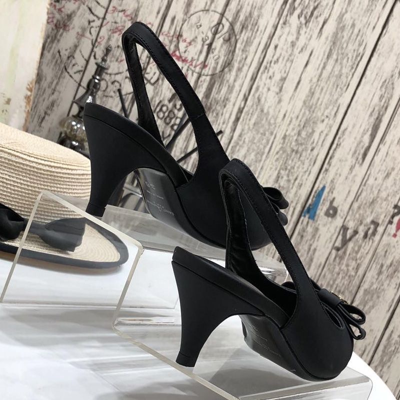 Saint Laurent Anais Bow Slingback Pumps Women Smooth Leather Black