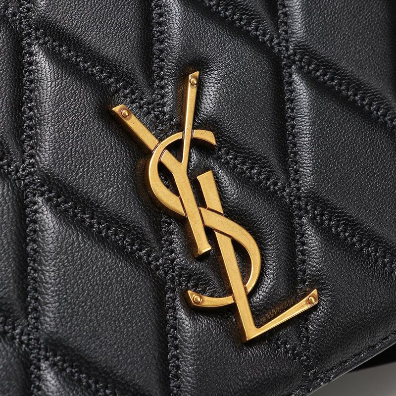 Saint Laurent Angie Bag In Diamond-Quilted Lambskin Black Gold