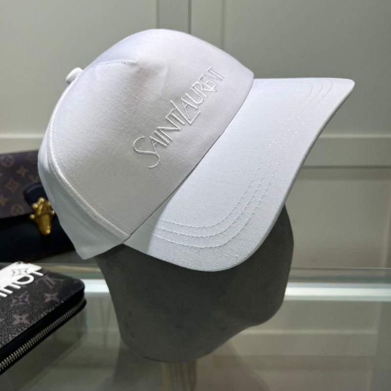 Saint Laurent Baseball Cap In Gabardine with Logo Embroidery White