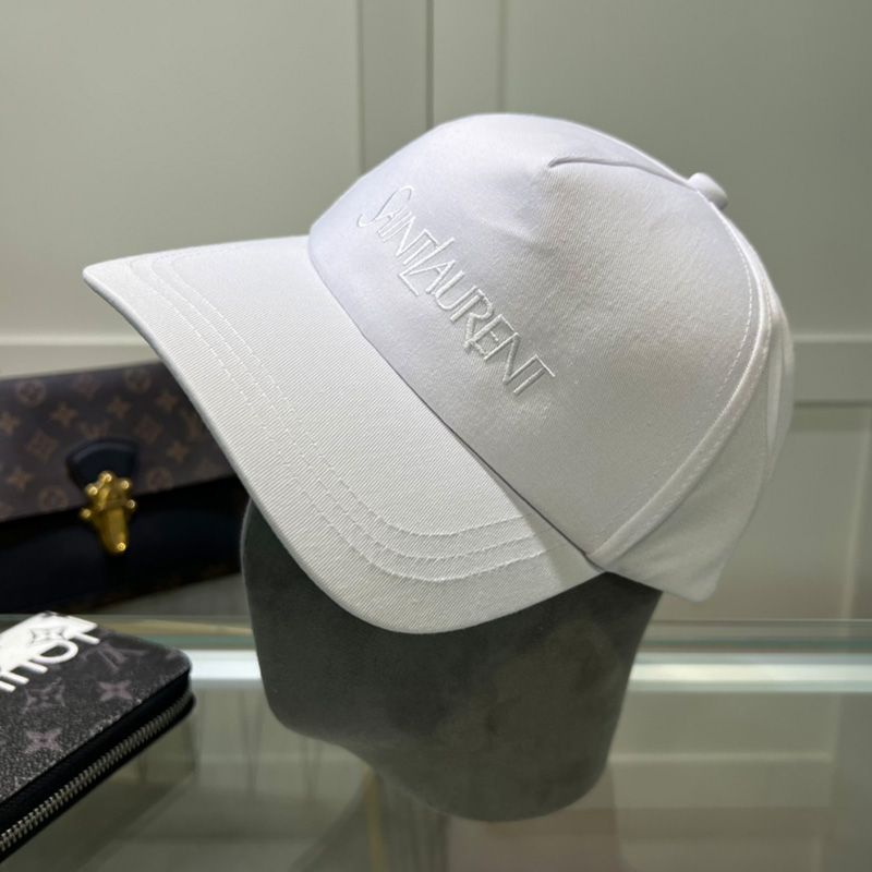 Saint Laurent Baseball Cap In Gabardine with Logo Embroidery White