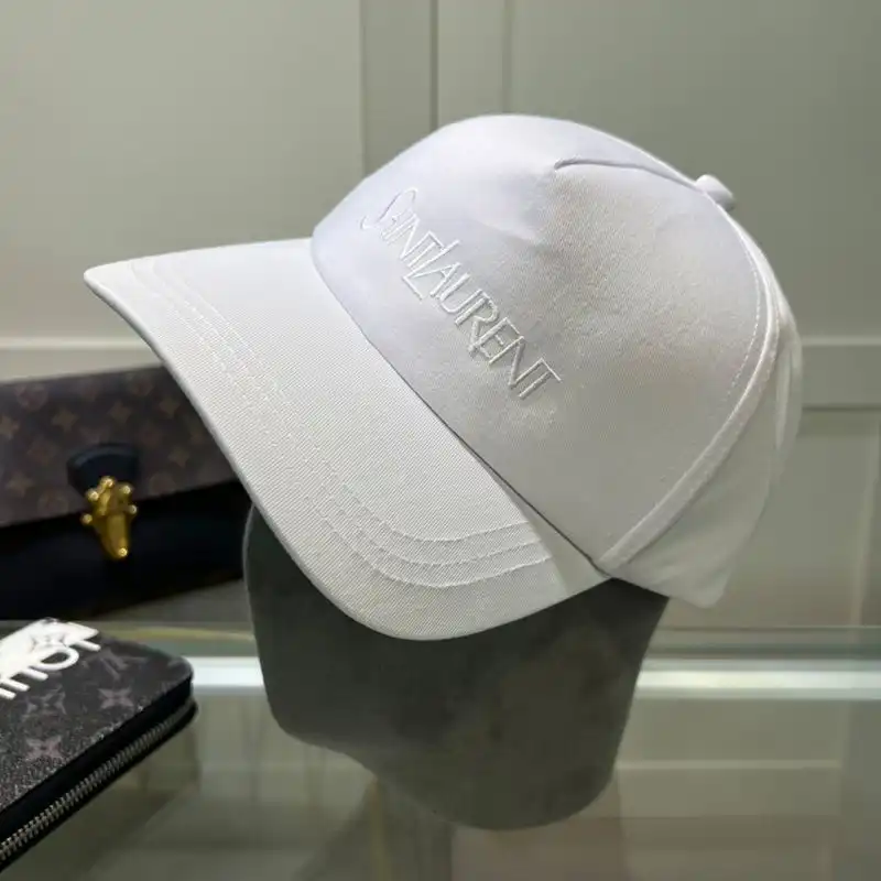 CHEAP Saint Laurent Baseball Cap In Gabardine with Logo Embroidery White