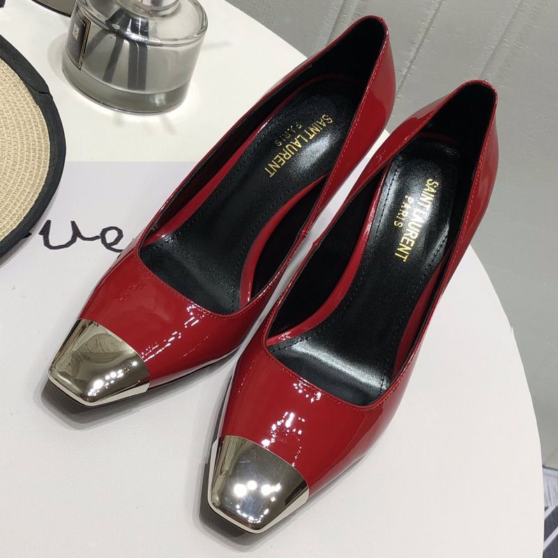 Saint Laurent Blade Pumps Women Patent Leather Red