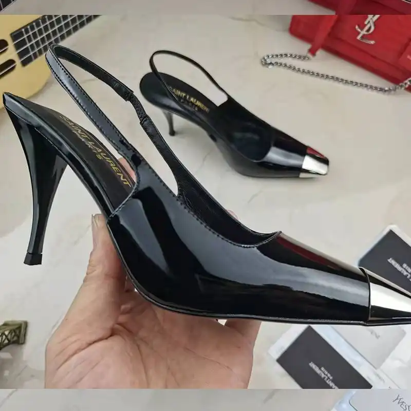 Saint Laurent Blade Slingback Pumps Women Patent Leather Black