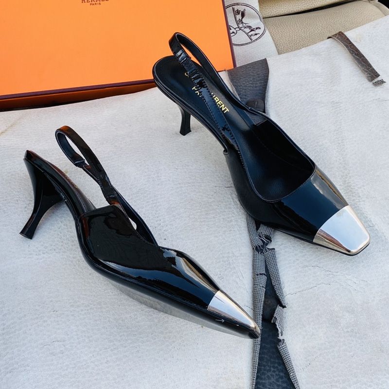 Saint Laurent Blade Slingback Pumps Women Patent Leather Black