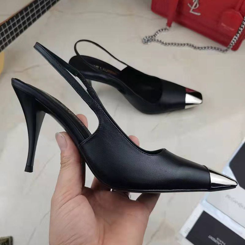 Saint Laurent Blade Slingback Pumps Women Smooth Leather Black