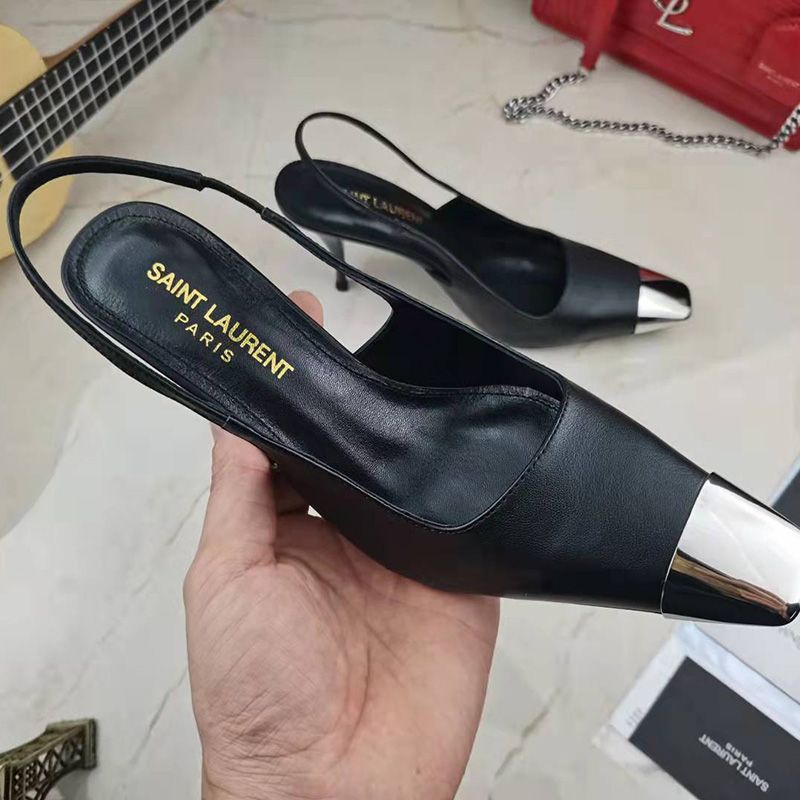 Saint Laurent Blade Slingback Pumps Women Smooth Leather Black