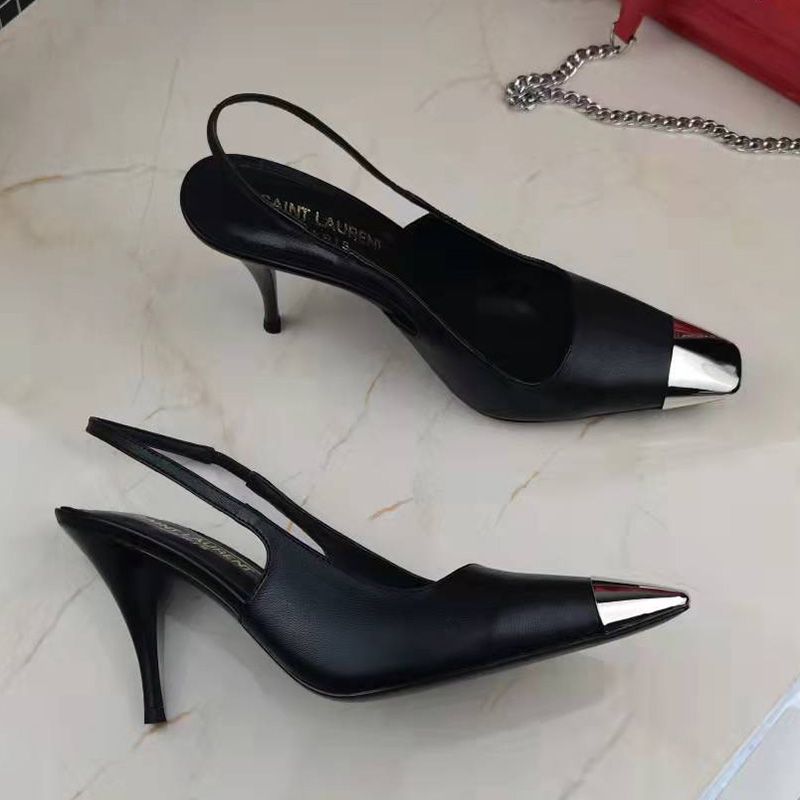 Saint Laurent Blade Slingback Pumps Women Smooth Leather Black