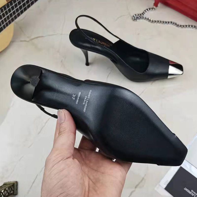 Saint Laurent Blade Slingback Pumps Women Smooth Leather Black