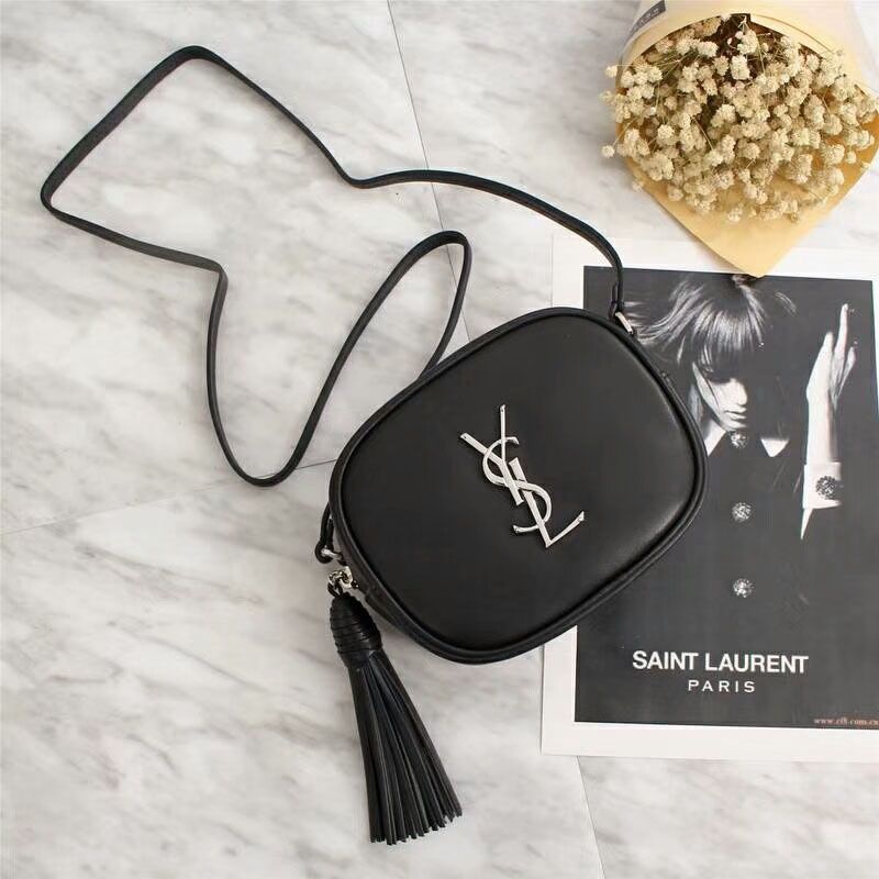 Saint Laurent Blogger Bag In Leather Black Silver