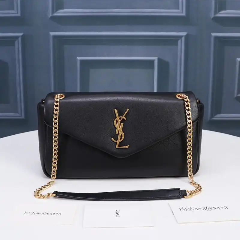 Saint Laurent Calypso Bag In Plunged Lambskin Black Gold