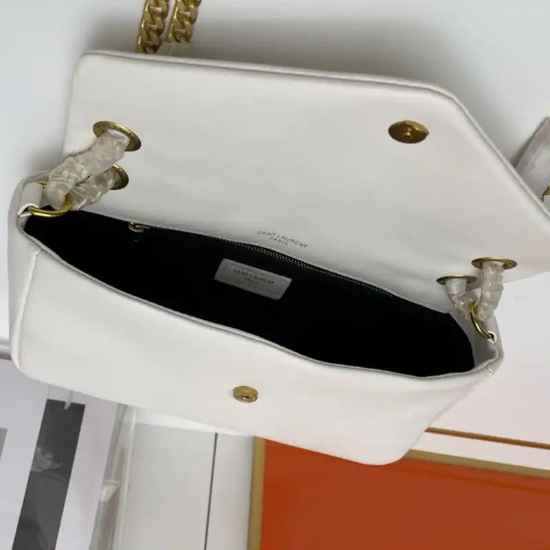 Cheap Saint Laurent Calypso Bag In Plunged Lambskin White Gold