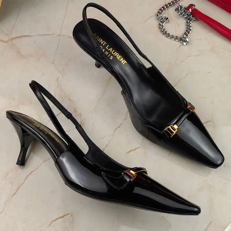 Saint Laurent Carine Slingback Pumps Women Patent Leather Black