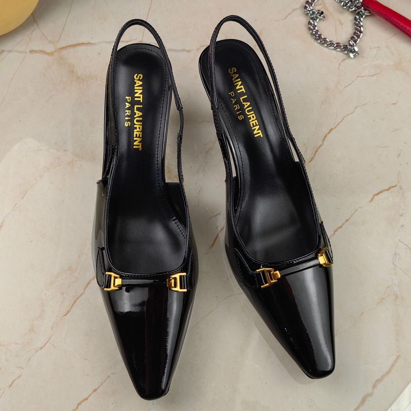 Saint Laurent Carine Slingback Pumps Women Patent Leather Black