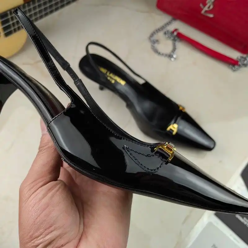 CHEAP Saint Laurent Carine Slingback Pumps Women Patent Leather Black