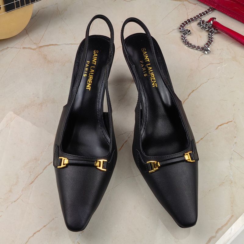 Saint Laurent Carine Slingback Pumps Women Smooth Leather Black