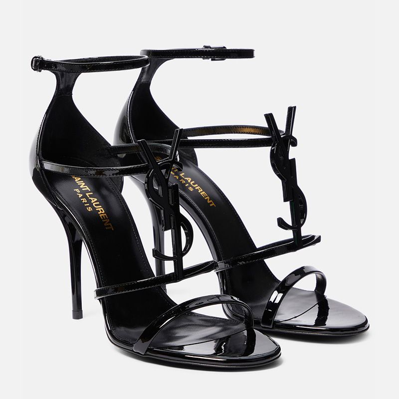 Saint Laurent Cassandra 100 Sandals Women Patent Leather Black