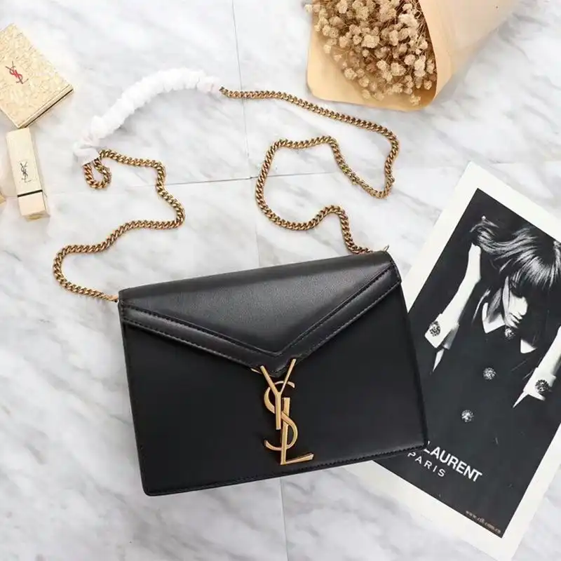 Saint Laurent Cassandra Clasp Bag In Smooth Leather Black Gold