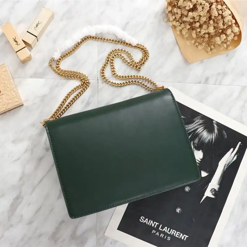 Cheap Saint Laurent Cassandra Clasp Bag In Smooth Leather Green Gold