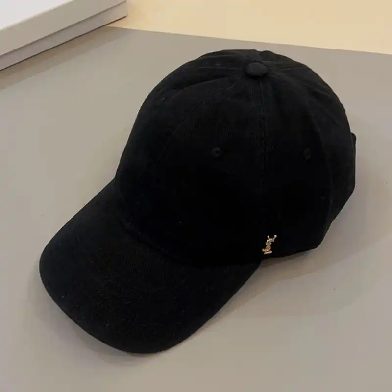 Saint Laurent Cassandre Baseball Cap In Canvas Black