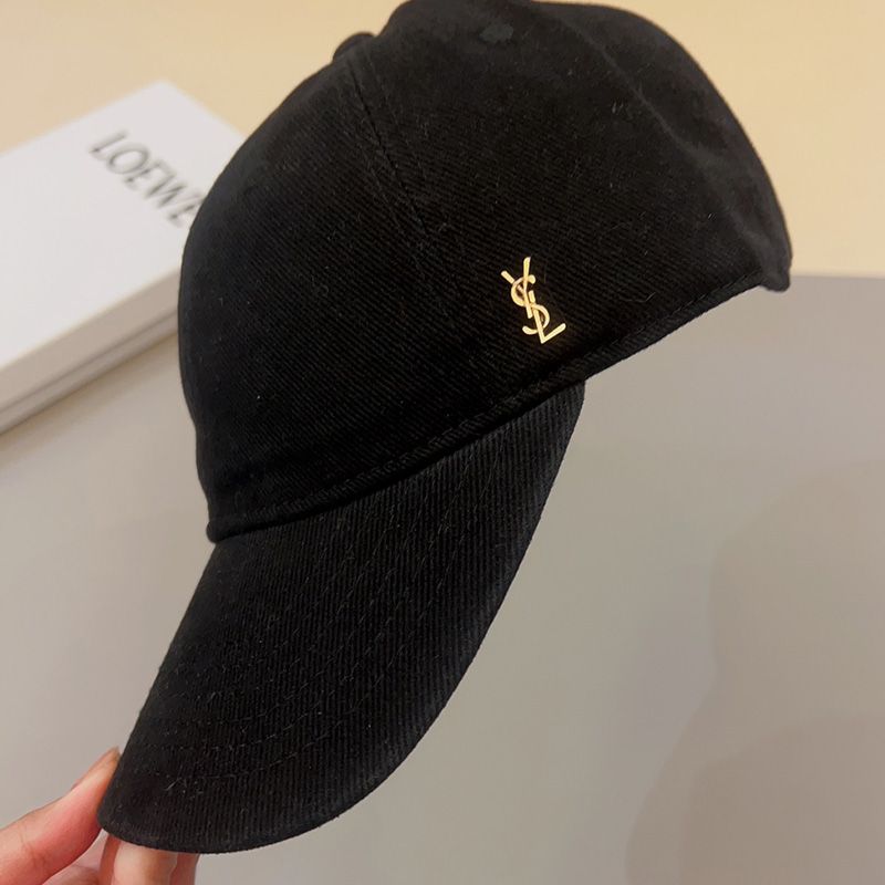 Saint Laurent Cassandre Baseball Cap In Canvas Black