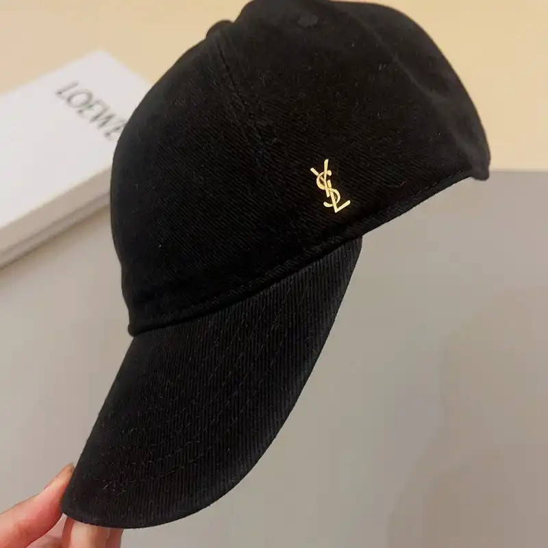 CHEAP Saint Laurent Cassandre Baseball Cap In Canvas Black