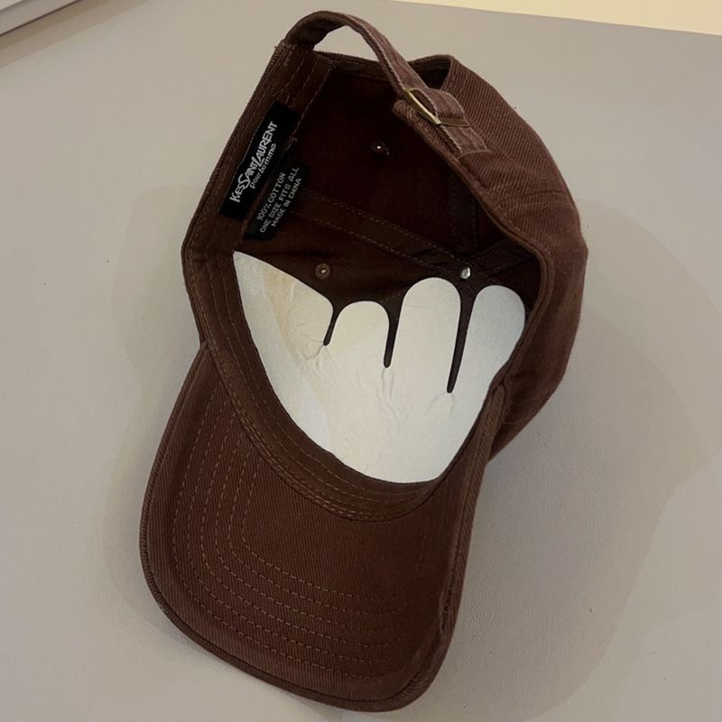 Saint Laurent Cassandre Baseball Cap In Canvas Brown